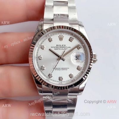 (EW)Rolex EW Factory Datejust 36mm Watch Stainless Steel Silver Diamond Dial 1