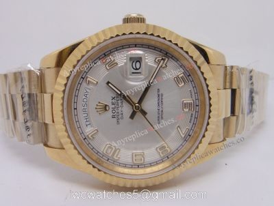 Yellow Gold White Arabic Face Day-Date II Watch 41mm Rolex President Replica 1