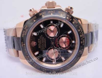Replica Rolex Daytona Rose Gold Case Black Face Watch for Perfect Gift 1