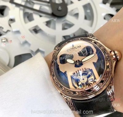 Corum Bubble 47 Flying Tourbillon Rose Gold Tattoo Wristwatch Replica Corum Watches 1