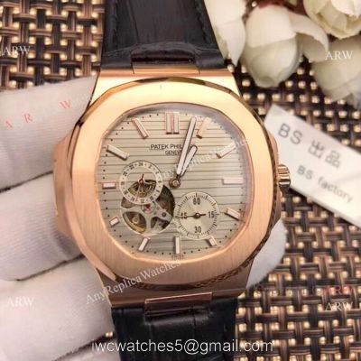 Best Replica Patek Philippe Tourbillon Nautilus Watch Rose Gold Gray Dial 1