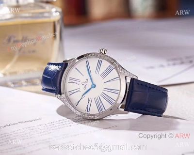 2018 Replica Omega De Ville Tresor White MOP Dial Watch Womens Size 1