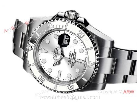 High Quality Replica Special Rolex Submariner Silver Dial / White Ceramic Bezel Men Watch 1