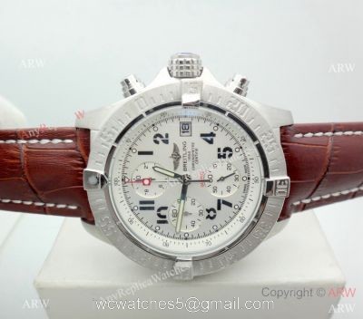 Replica Breitling Super Avenger II White Dial Brown Leather Band Watch 1