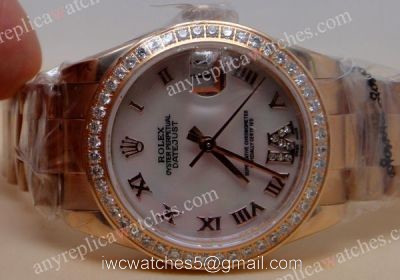 Rose Gold Rolex Diamond Bezel Replica Watch Datejust Ladies Size 1