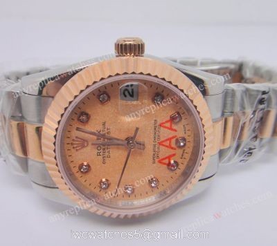 Rolex Datejust 2-Tone Rolex Couple Watches Rose Gold Face 36mm 1