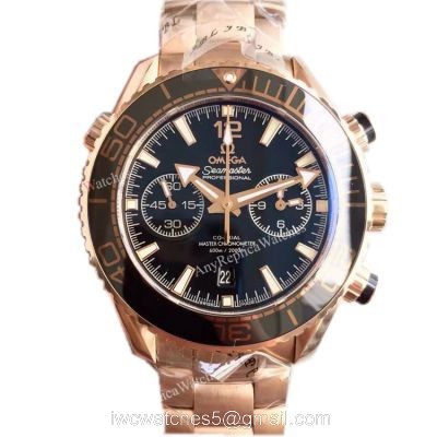 (OM)New Copy Swiss Omega Seamaster 9901 Watch Rose Gold Black Face 1