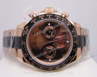 Rose Gold Rolex Daytona Chocolate Replica Watch Arabic Markers 1