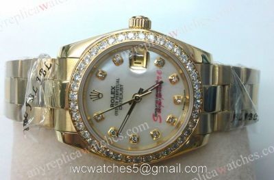 Lady Rolex Datejust Yellow Gold Watch Diamond Bezel 31mm 1