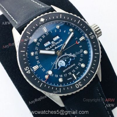 2020 AAA Swiss Replica Blancpain Bathyscaphe Moonphase Watch Ss Blue Dial 1
