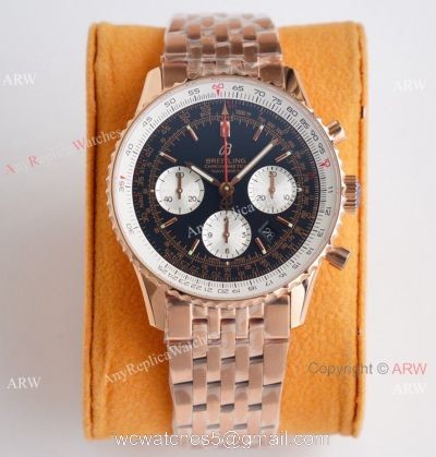 Super Clone Breitling Rose Gold Navitimer 01 Watch Valjoux7750 Movement 1