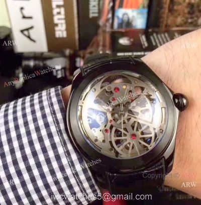Replica Corum Skeleton Bubble Squelette Watch Black Case Silver Dial 1