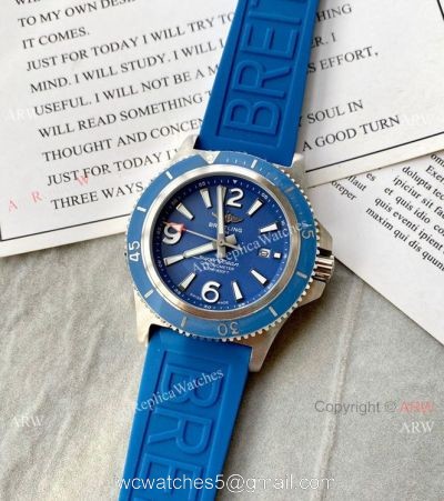 Breitling Superocean II 46mm Watches Blue Dial Blue Rubber Strap 1