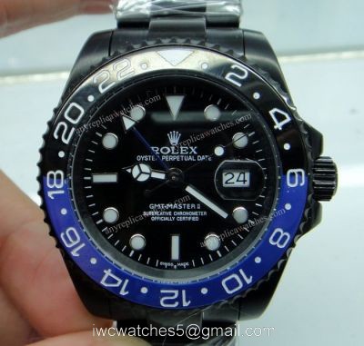 All Black Rolex Batman GMT Master II Watch Black Blue Ceramic Bezel 1