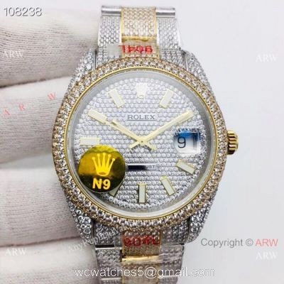 Rolex Datejust 2-Tone Iced Out Watch Fake Rolex with Diamond Bezel Men 1