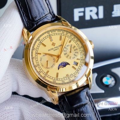 Swiss Patek Philippe Geneve Complications Moonphase Watches Gold Dial 1