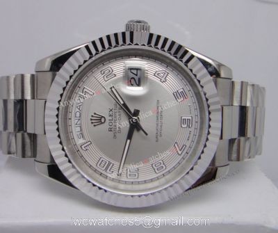 Rolex Daydate II Stainless Steel Silver Arabic Watch 41mm Rolex President Replica 1