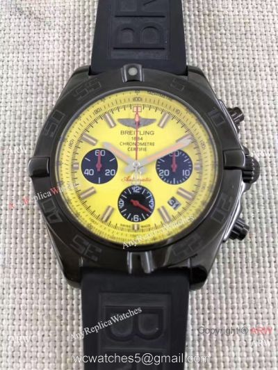 Breitling B01 Chronograph Watch Yellow Face Black Rubber band 1