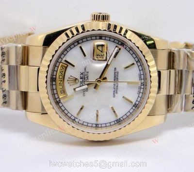 Gold President White MOP Day-Date Watch Buy Rolex Replica Watches 1