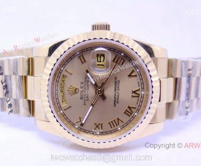 Rolex Daydate Watch Yellow Gold / Gold Roman Men Size 1