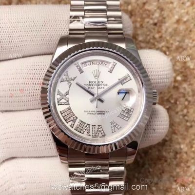 AAA Quality Replica Rolex Presidential Day-Date 40MM Watch MingZhu Movement Fluted Bezel Roman Face 1
