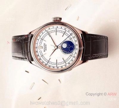 New Upgraded Rolex Cellini Moonphase Replica For Sale Rose Gold White Dial Watches 1