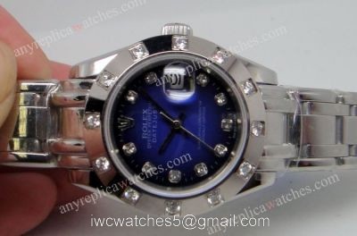 Rolex Masterpiece Datejust Watch: SS Blue Face Copy Rolex Watch Ladies Gift 1
