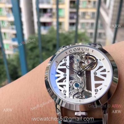 Replica Corum Skeleton Golden Bridge SS White Watch AAA Quality 1
