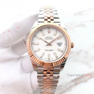 (EW) Replica Rolex Datejust 2 41mm White Dial Fluted Bezel Watch ETA3255 1
