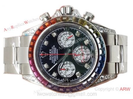 Rolex Rainbow Daytona Watch SS Diamonds on lugs AAA Super Quality 1
