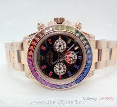 Newest Rolex Daytona Rainbow 40mm watch Rose Gold Automatic Movement 1