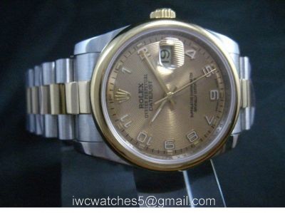 Rolex Datejust Replica Watch Gold Dial Arabic Hour Markers 2-Tone President Watch 1