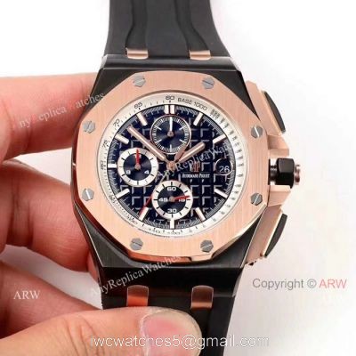 Audemars Piguet Royal Oak Offshore Replica Watch Black Case Rose Gold Bezel 1