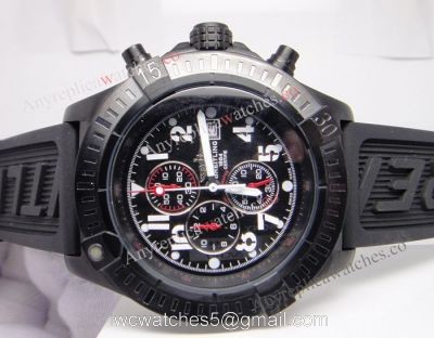 Replica Breitling Super Avenger Black Chronograph Rubber Strap 48mm 1