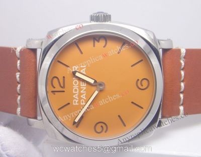 Replica Panerai Radiomir BREVETTATO Orange Face Brown leather strap 1