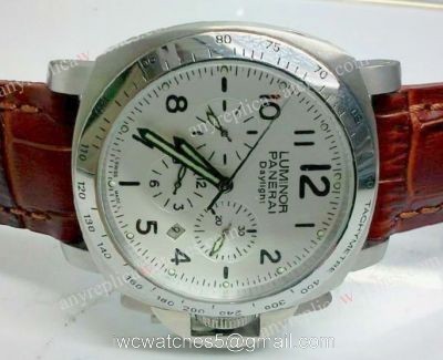 Panerai Daylight White Face Brown Leather band Replica Watch 1