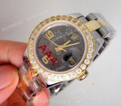 Replica Rolex Lady Datejust 26mm 2-Tone Gray Flower Diamond Watch 1