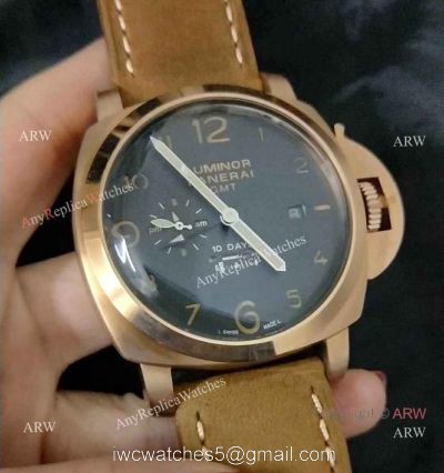 PANERAI LUMINOR 10 DAYS GMT REPLICA WATCH ROSE GOLD BLACK DIAL 1