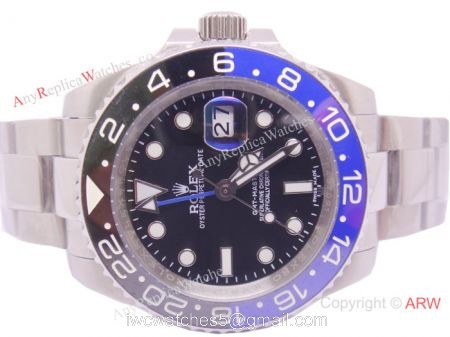 Replica Rolex Batman GMT-Master II SS Blue &038; Black Ceramic Bezel Watch 40mm 1