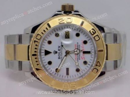 Copy Rolex Yachtmaster 2 Tone White Face Man Watch 1