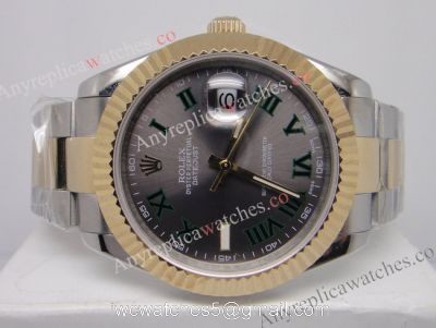NEW UPGRADED Rolex Datejust II 2-Tone Gray Face Green Roman DJII 41mm Watch 1