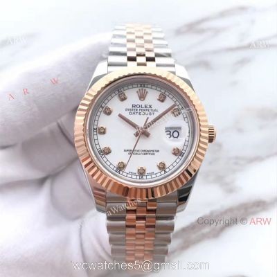 (EW) Rolex Datejust 2 White Face Watch 41mm Diamond Rolex Replica Watch 1