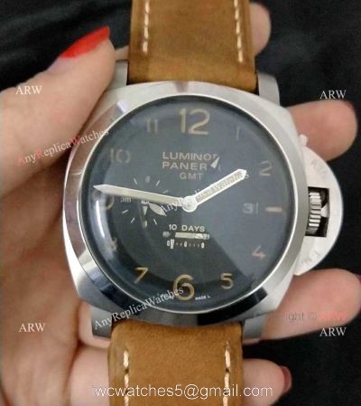 PANERAI LUMINOR 10 DAYS GMT STAINLESS STEEL BLACK DIAL WATCH AAA REPLICA 1