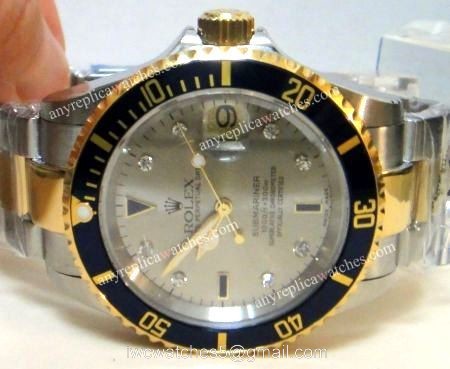 Classic Model Rolex 2-Tone Silver Face w/Black Bezel Replica Watch 1