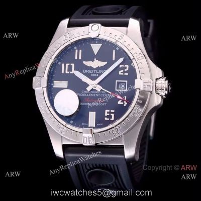Breitling Avenger II Seawolf Black Dial Black Rubber Band Watch 44mm 1