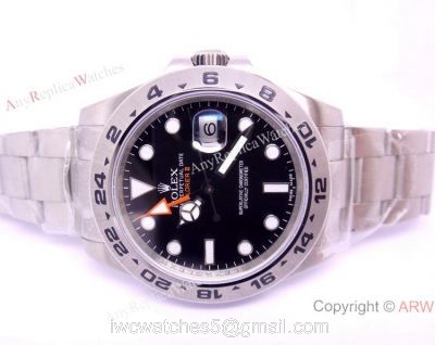 NEW UPGRADED Replica Rolex Explorer II GMT Watch Stainless Steel Black 42mm 1