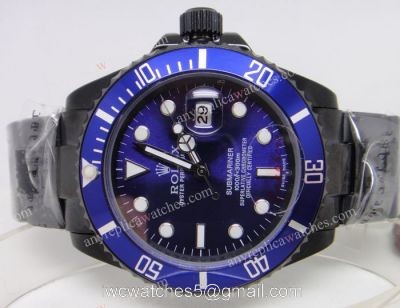 Rolex Submariner Blue Dial Black Case Replica Watch / Classic Model 1