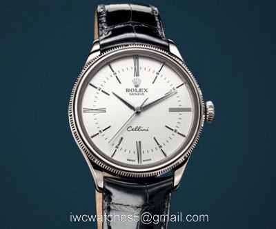 Rolex Cellini Time Watch New Models White Face Black Leather Band Swiss Replica 1