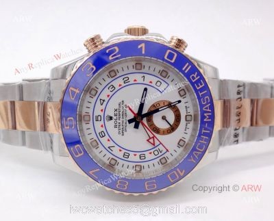 2-Tone Rose Gold Rolex Yachtmaster II Watch Blue Ceramic 44mm 1