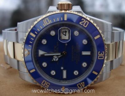 NEW UPGRADED Rolex Submariner Watch 2-Tone Blue Diamond Ceramic Bezel 1